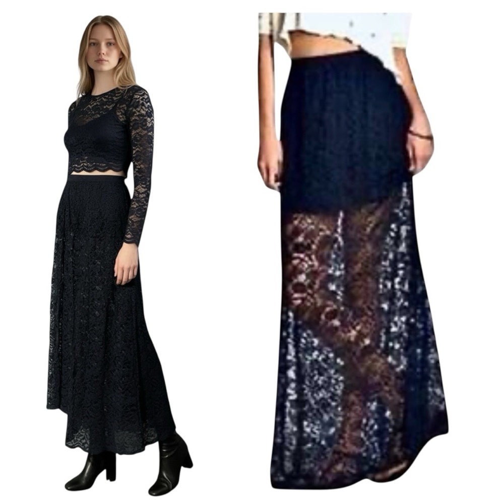 Abercrombie & Fitch Sheer Lace Maxi Skirt Set